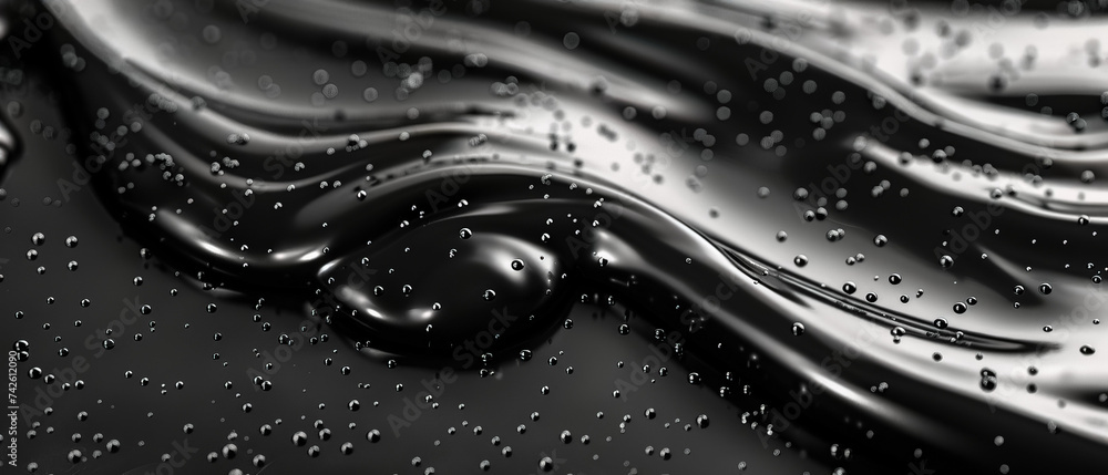 Abstract Background Black and White Liquid Wave Art with Smoke and ...