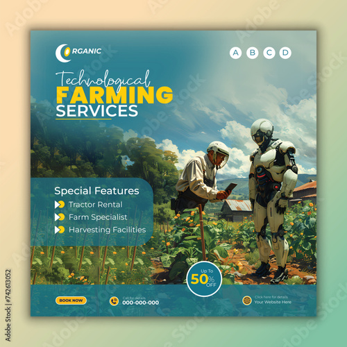 Advanced agro farm and farming services social media post banner template ai generated