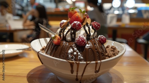 a chocolate bingsu (ice cream dessert) at Swensen's ice cream restaurant at MegaBangna Shopping Mall. photo