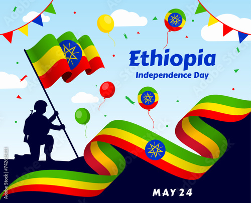 Ethiopia national or independence day banner for country celebration