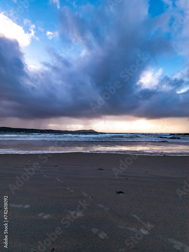 Dramatic clouds at Carrickfad by Portnoo at Narin Strand in County Donegal Ireland