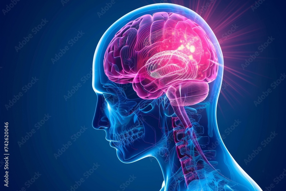 AI Brain Chip cloud. Artificial Intelligence network human brain simulation mind circuit board. Neuronal network pressure sensors computer processor it projects AI Brain Chip cloud. Artificial Intelligence network human brain simulation mind circuit board. Neuronal network pressure sensors computer processor it projects