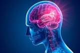 AI Brain Chip cloud. Artificial Intelligence network human brain simulation mind circuit board. Neuronal network pressure sensors computer processor it projects