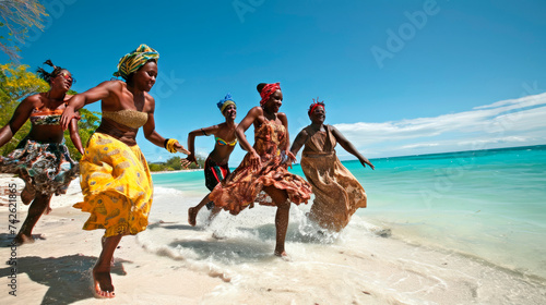 Reggae Rhythms on Jamaican Shores: A Group of Energetic Dancers Showcases the Infectious Beats on Sun-Kissed Beaches, Creating a Picturesque Backdrop for an Unforgettable Caribbean Dance Experience.   © Mr. Bolota