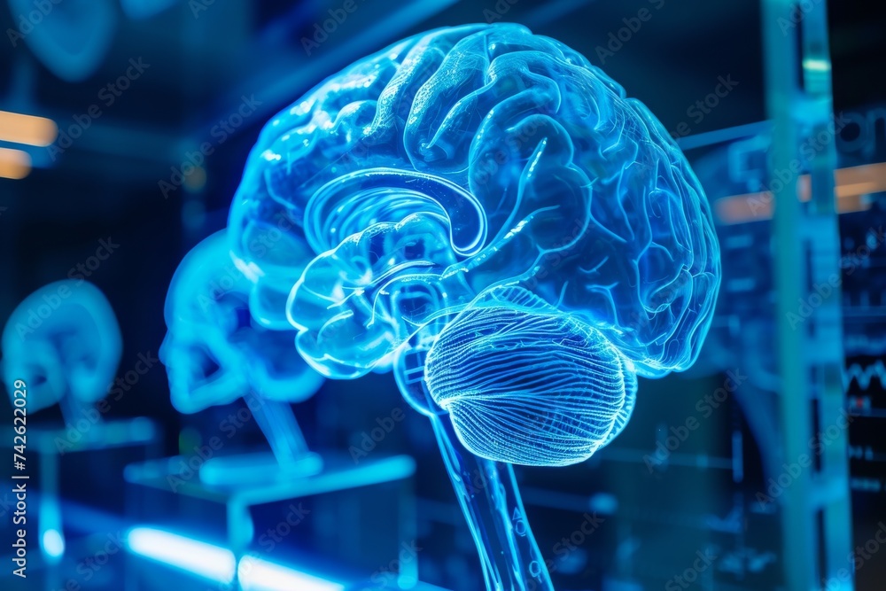 AI Brain Chip signaling. Artificial Intelligence case human nirs mind ...