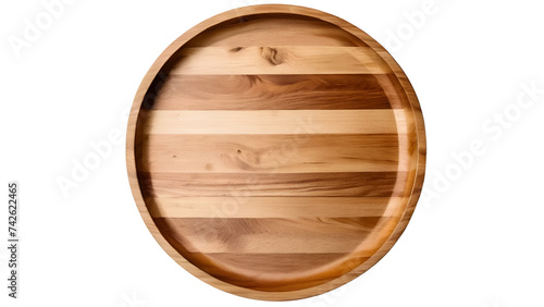 Round Wooden Dish isolated on transparent background.