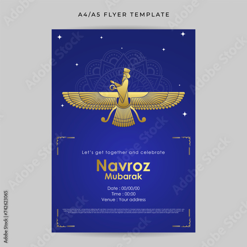 Vector illustration of Happy Parsi New Year social media feed A4 template