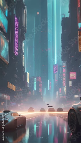 Rainy Cyberpunk City - Generative Ai, üretken yapay zeka