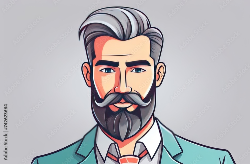 Stylish bearded man with grey color trendy hairstyle in jacket captures the essence of street-smart fashion under the sun Stylish bearded man with grey color trendy hairstyle in jacket captures the essence of street-smart fashion under the sun
