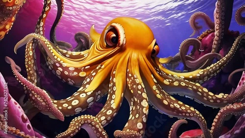 Wallpaper Mural Giant octopus in deep ocean. underwater life, exotic marine animals. Torontodigital.ca