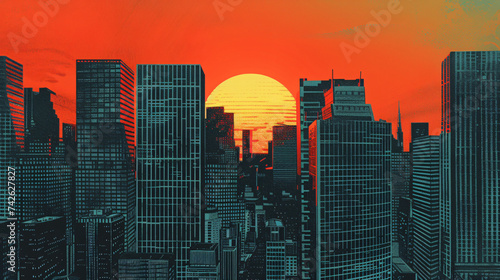 Sunset or sunrise Modern city