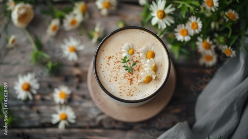 a floral latte art, with delicate flowers floating on top of a creamy espresso