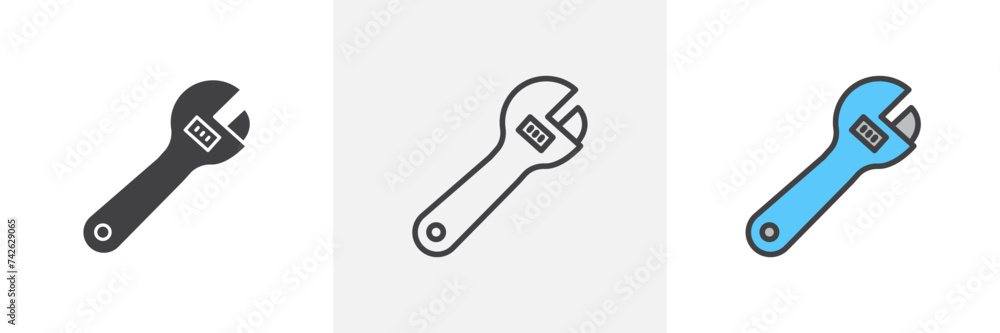 Adjustable Wrench Isolated Line Icon Style Design. Simple Vector illustration Adjustable Wrench Isolated Line Icon Style Design. Simple Vector illustration