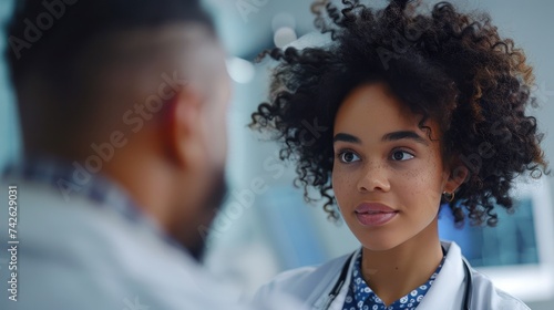 a patient listening attentively to their doctor, with a look of trust and und...