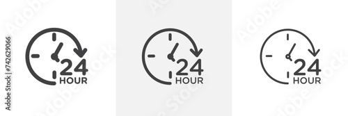 Twenty Four Hours Isolated Line Icon Style Design. Simple Vector illustration