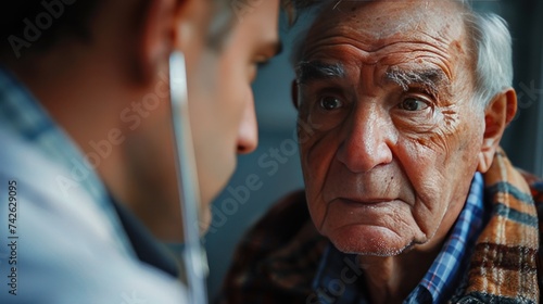 a patient listening attentively to their doctor, with a look of trust and und...