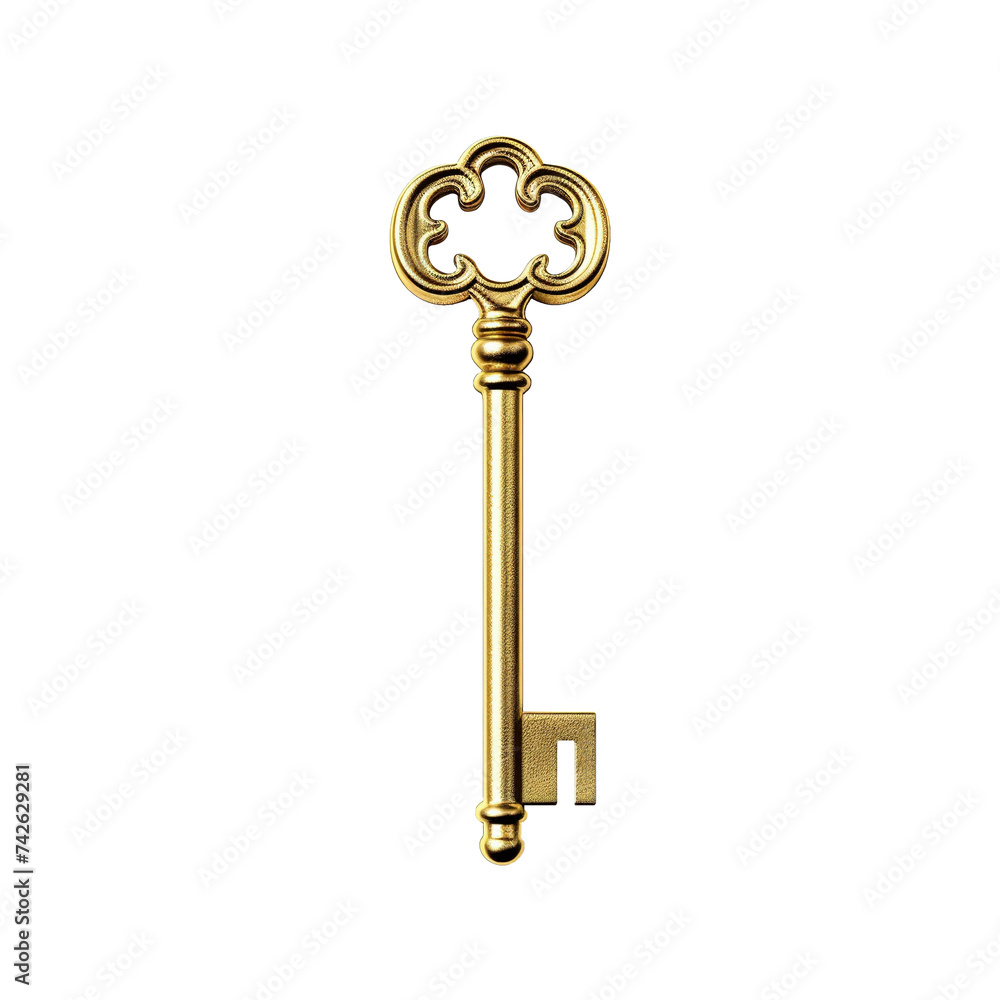 Gold key on transparent background Generative AI Gold key on transparent background Generative AI