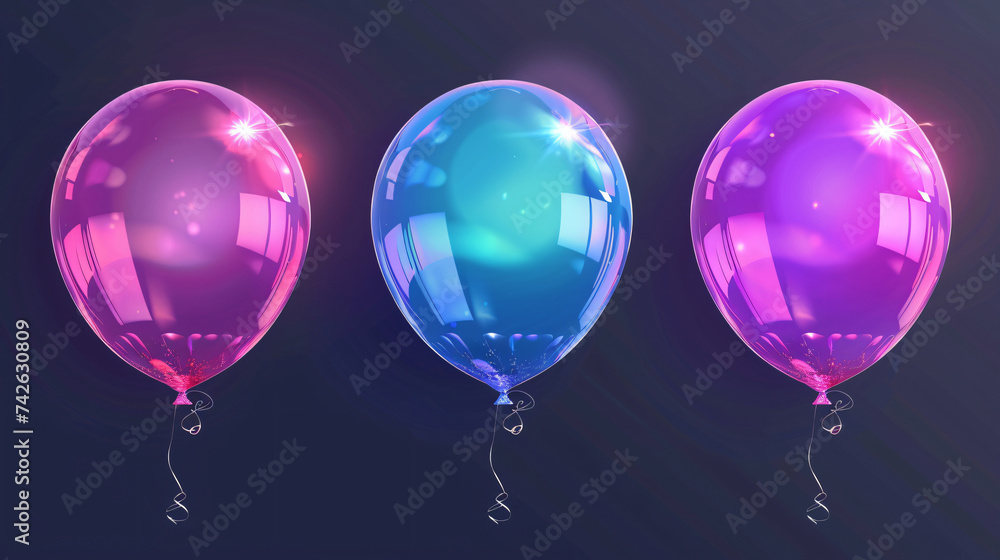 3d Realistic Colorful Balloon