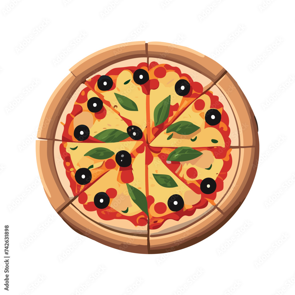 Round pizza vector illustration on white background