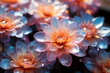 Colorful Holographic Flowers. Close up of Plants in The Forest with Shiny Effect