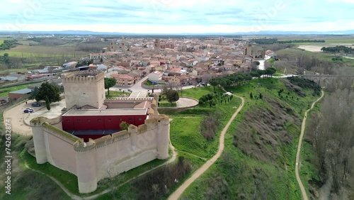 Aerial view of the historic center of Arevalo, Avila