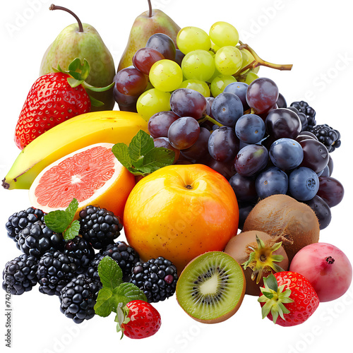 mix fruits on isolated background