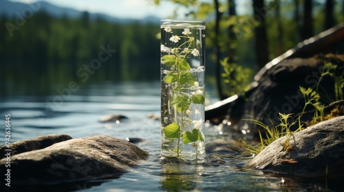 Glass Filled With Water and Raspberries