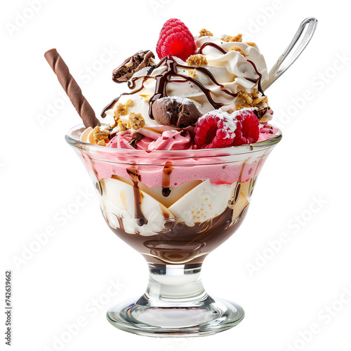 Ice Cream Sundae, transparent background, isolated image, generative AI