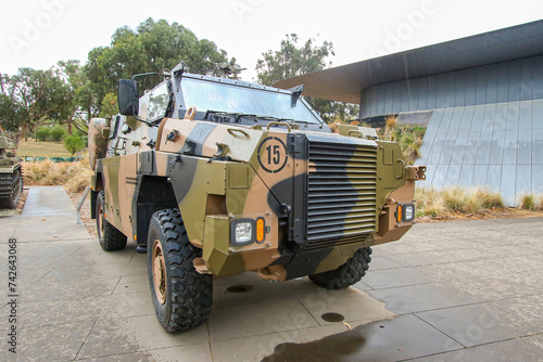 Bushmaster infantry armoured vehicle outside the Australian War Memorial in Campbell near Canberra, Australian Capital Territory photo
