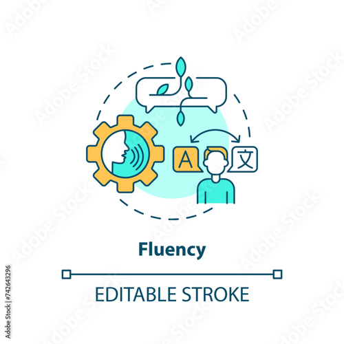 Fluency, language proficiency multi color concept icon. Linguistic skills. Round shape line illustration. Abstract idea. Graphic design. Easy to use in infographic, presentation, brochure, booklet