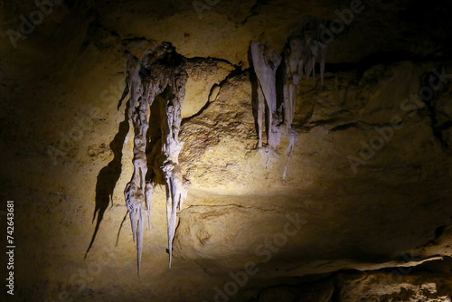 Stalactites in the Blanche Cave in the Naracoorte Caves National Park in South Australia