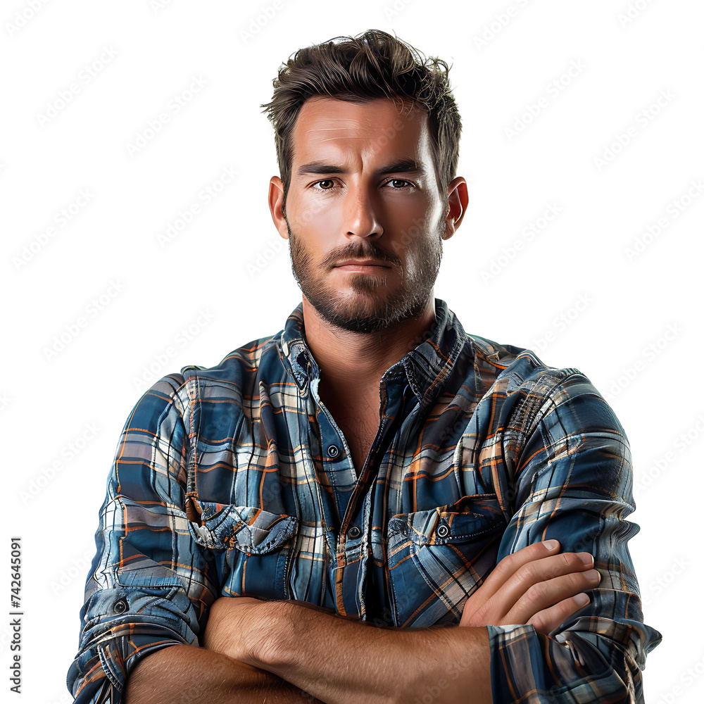 Fototapeta premium Senior serious man on isolated background