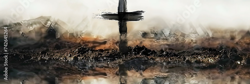 Ash Wednesday. Christian cross symbol marked with ash photo