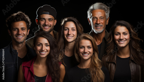 Comunidad de personas diversas.
Grupo de personas multigeneracionales sonriendo ante la cámara. Amigos multirraciales de diferentes edades divirtiéndose juntos. photo
