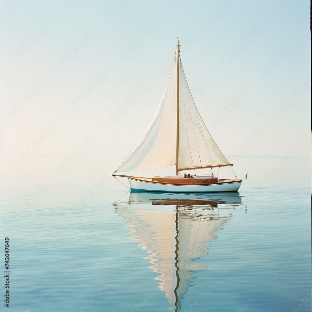 scenic view of boat floating on calm sea