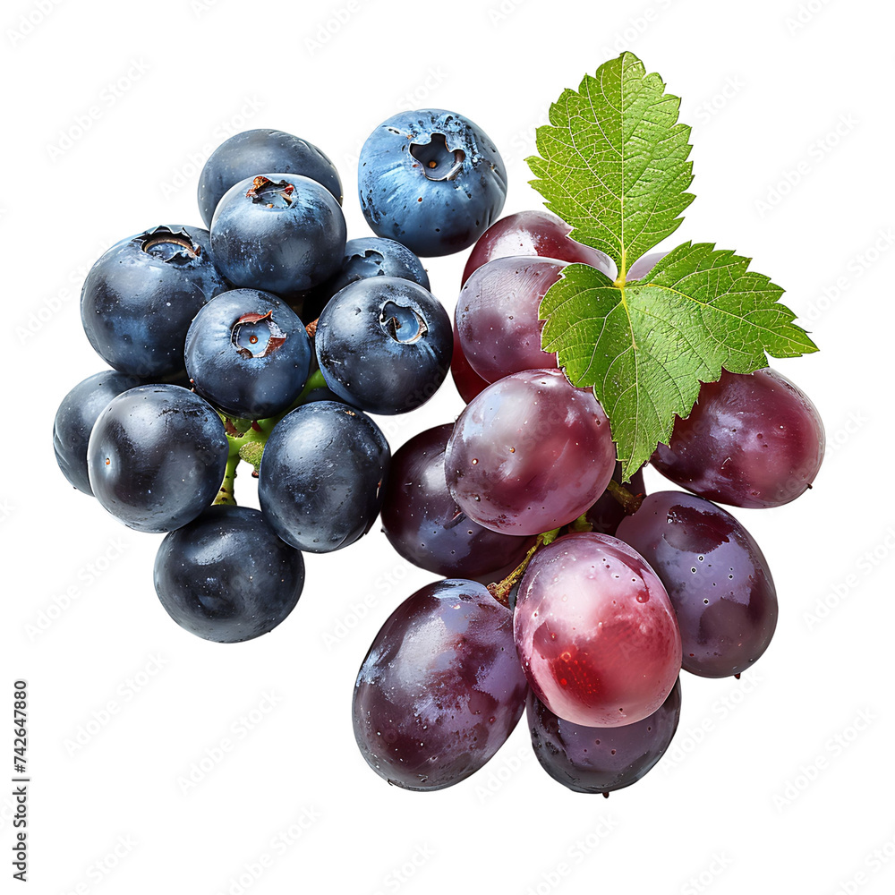 Fototapeta premium Blue grapes on isolated background