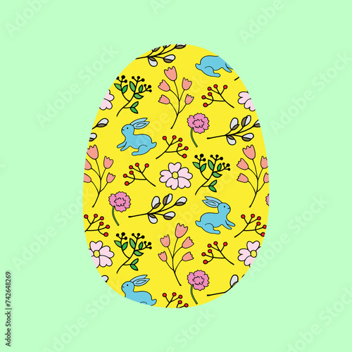 Bright illustration with an Easter egg. Postcard. Easter.