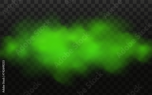 Green stink bad smell, smoke or poison gases,chemical toxic vapour.Vector realistic set of stench breath or sweat odor isolated on transparent checkered background.
