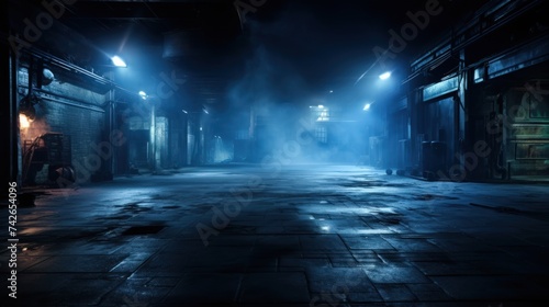 Empty street against a dark blue backdrop