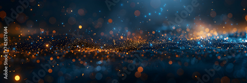 Blue And Gold Background, Magical Background, Decoration bokeh glitters background, abstract shiny backdrop with circles,