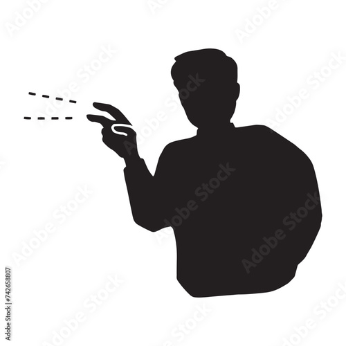 あなたを見ているとジェスチャーをする男性のシルエットイラスト　watching you