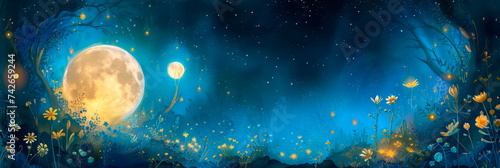 starry sky, dreams go on a magical adventure under the glow of the moon.