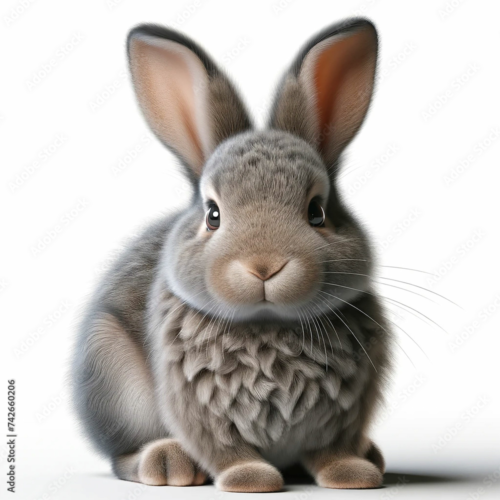 Gray rabbit. Isolated rabbit on white background Gray rabbit. Isolated rabbit on white background