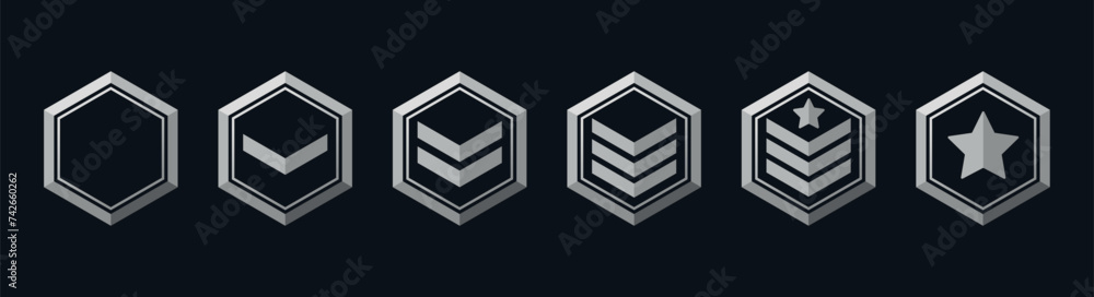 Line of military ranks. Rating system in the game - obrazy, fototapety, plakaty 