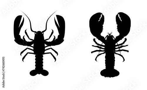 Two silhouettes of large lobsters