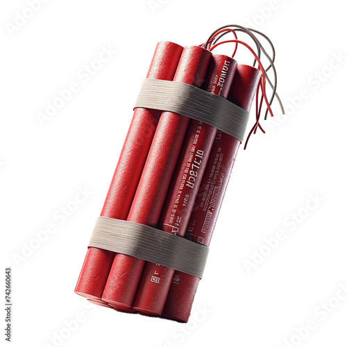Dynamite on a white background. Isolated red dynamite. Explosives © Bon_man