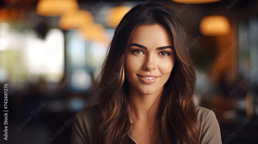 custom made wallpaper toronto digitalWomen's emotions, concept,Portrait of happy woman looks in camera. 