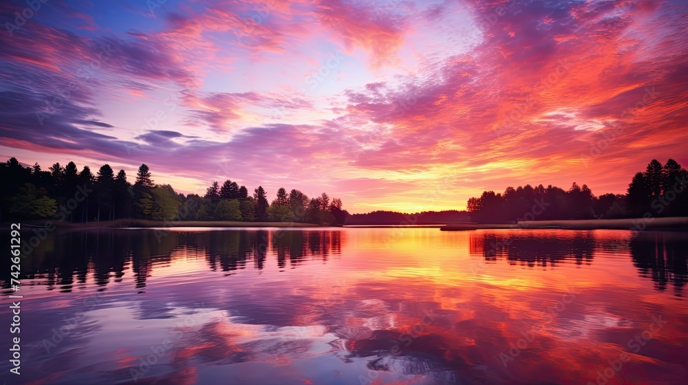 water sunrise on lake