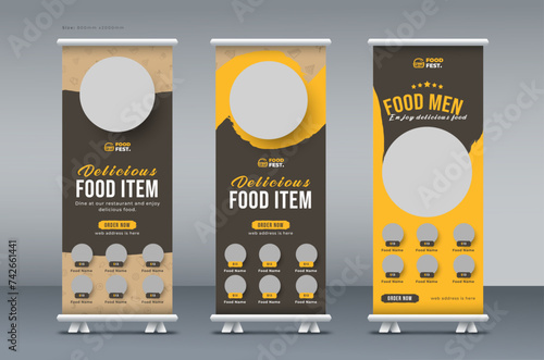 Restaurant food roll up banner, pull up banner, or x banner print template