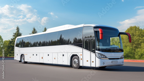 A Big Tour Bus,White passenger bus 